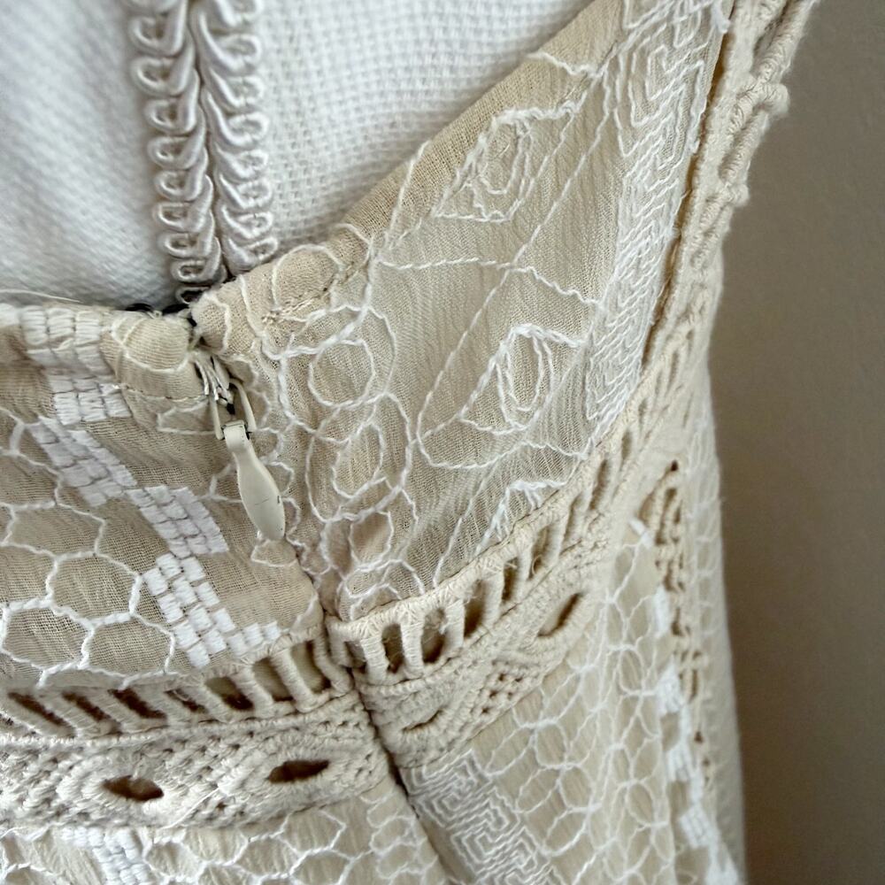 Free People Wherever You Go Ivory Mini Dress Women's Size 4 - Picture 5 of 8